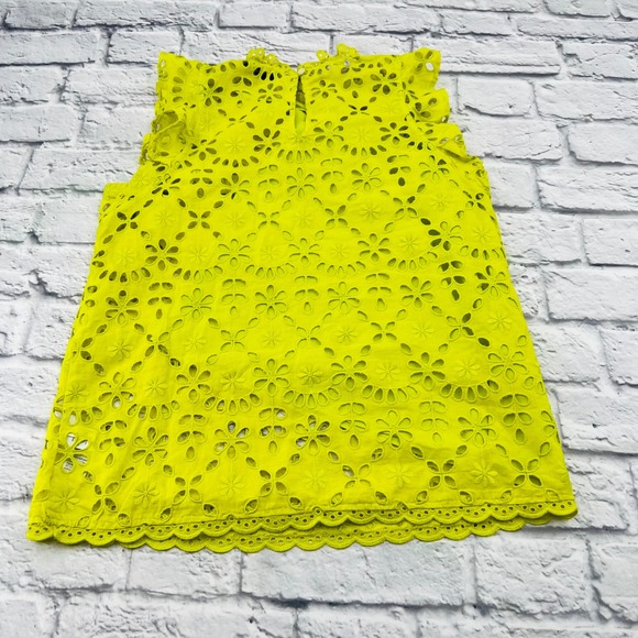 J Crew Eyelet Lace Sleeveless Blouse Lime Green Size XS - Picture 9 of 9